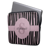Individuelle Name Mit Monogramm Zebra streifen Laptopschutzhülle (Vorderseite Links)