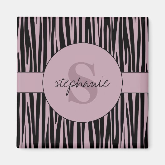 Individuelle Name Mit Monogramm Zebra streifen Magnet (Vorne)