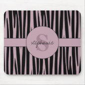 Individuelle Name Mit Monogramm Zebra streifen Mousepad (Vorne)
