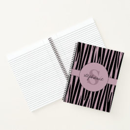 Individuelle Name Mit Monogramm Zebra streifen Notizblock