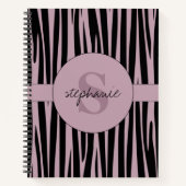 Individuelle Name Mit Monogramm Zebra streifen Notizblock (Vorderseite)