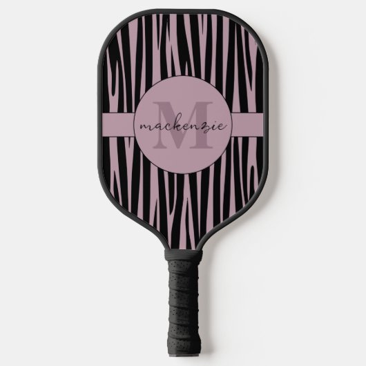 Individuelle Name Mit Monogramm Zebra streifen Pickleball Schläger (Vorderseite)