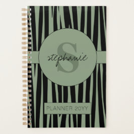 Individuelle Name Mit Monogramm Zebra streifen Planer