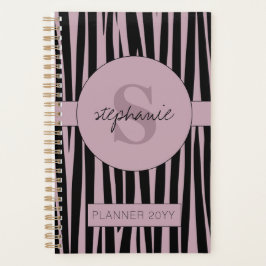 Individuelle Name Mit Monogramm Zebra streifen Planer