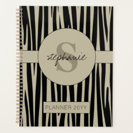 Individuelle Name Mit Monogramm Zebra streifen Planer