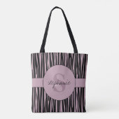 Individuelle Name Mit Monogramm Zebra streifen Tasche (Rückseite)
