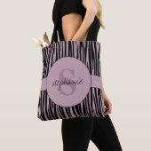Individuelle Name Mit Monogramm Zebra streifen Tasche (Von Nahem)
