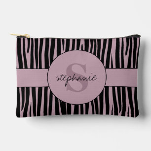 Individuelle Name Mit Monogramm Zebra streifen Zubehörtasche