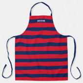 Individuelle Name mit Navy und Red Striping Muster Schürze (Vorderseite)