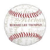 Individuelle Name mit Personalisierter Monogramm Baseball (Rückseite)