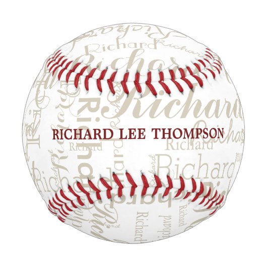 Individuelle Name mit Personalisierter Monogramm Baseball (Rückseite)