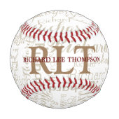 Individuelle Name mit Personalisierter Monogramm Baseball (Vorderseite)