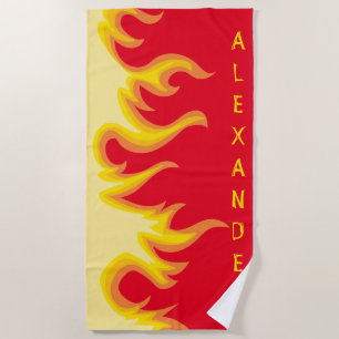 Individuelle Name mit rauchHot Flames Strandtuch