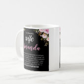 Individuelle Name mit rosa Rose-Meldung für die Eh Kaffeetasse (Vorderseite Links)