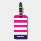 Individuelle Name mit rosafarbenen Streifen Gepäckanhänger (Vorderseite vertikal)