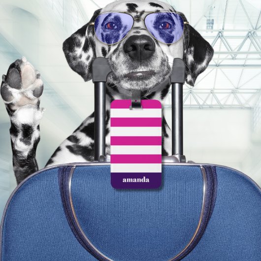 Individuelle Name mit rosafarbenen Streifen Gepäckanhänger