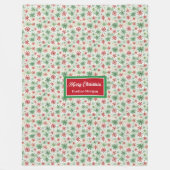 Individuelle Name mit roten und grünen Schneeflock Fleecedecke (Vorderseite)