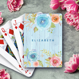 Individuelle Name mit rustikalem blauem  Spielkarten