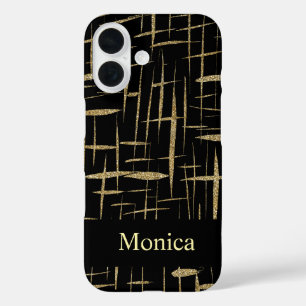 individuelle Name mit schwarzem und goldfarbenem G iPhone 16 Hülle
