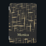 individuelle Name mit schwarzem und goldfarbenem G iPad Mini Hülle<br><div class="desc">Schwarz und Gold Glitzer funkelnde Textur Muster individuelle Name iPad Mini Cover</div>