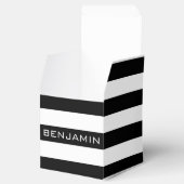 Individuelle Name mit schwarzem und weißem Streife Geschenkschachtel (Geöffnet)