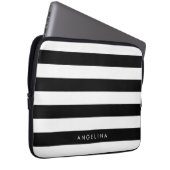 Individuelle Name mit schwarzem und weißem Streife Laptopschutzhülle (Vorne Rechts)