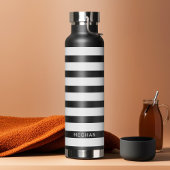 Individuelle Name mit schwarzem und weißem Streife Trinkflasche