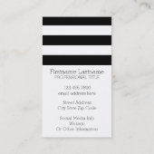 Individuelle Name mit schwarzem und weißem Streife Visitenkarte (Rückseite)