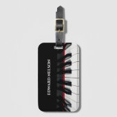 Individuelle Name mit schwarzen Klaviertasten Gepäckanhänger (Vorderseite Vertikal)