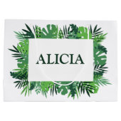 Individuelle Name mit tropischen Blätter Große Geschenktüte (Rückseite)