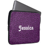 Individuelle Name mit violetten Blumen auf schwarz Laptopschutzhülle (Vorne Rechts)