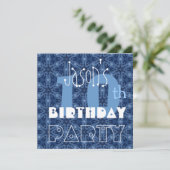 Individuelle Name Modern Kid's 10. Geburtstag Blue Einladung (Stehend Vorderseite)