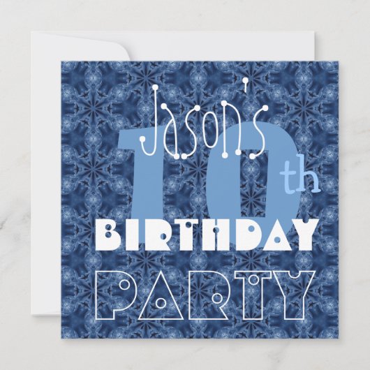Individuelle Name Modern Kid's 10. Geburtstag Blue Einladung (Vorderseite)