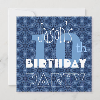 Individuelle Name Modern Kid's 10. Geburtstag Blue Einladung
