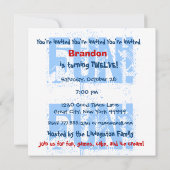 Individuelle Name Modern Kid's 12. Geburtstag Blue Einladung (Rückseite)