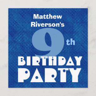 Individuelle Name Modern Kids 9th Birthday Blue W6 Einladung