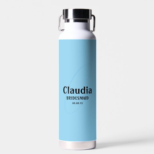 Individuelle Name Modern Wedding Baby Blue Trinkflasche (Vorne)