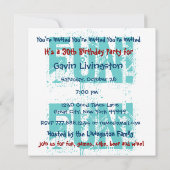 individuelle Name Moderne 30. Geburtstag Huesof Bl Einladung (Rückseite)