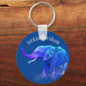 Individuelle Name Moderne Elefantenkunst Schlüsselanhänger (Vorderseite)