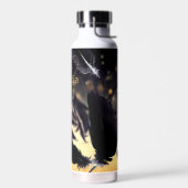 Individuelle Name Moderne Hochzeit Schwarz Golden  Trinkflasche (Links)