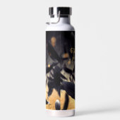 Individuelle Name Moderne Hochzeit Schwarz Golden  Trinkflasche (Rechts)