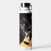 Individuelle Name Moderne Hochzeit Schwarz Golden  Trinkflasche (Rückseite)