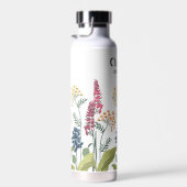 Individuelle Name Moderne Hochzeitsfeld-Blume Weiß Trinkflasche (Rechts)