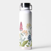 Individuelle Name Moderne Hochzeitsfeld-Blume Weiß Trinkflasche (Rückseite)