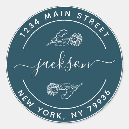 Individuelle Name Moderne Rücksendeadresse Runder Aufkleber (Vorderseite)