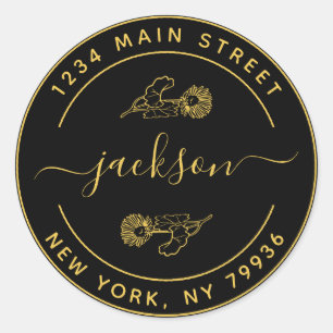 Individuelle Name Moderne Rücksendeadresse Runder Aufkleber