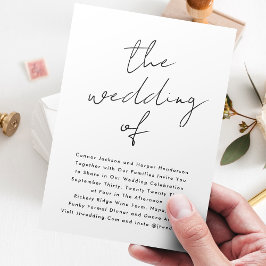 Individuelle Name Moderne Schwarz-weiße Hochzeit v Einladung