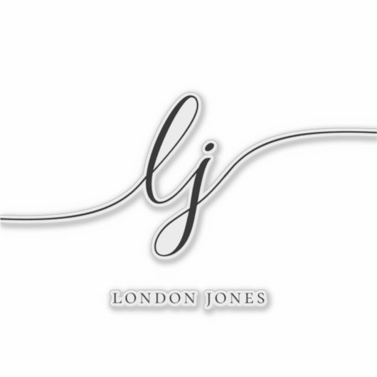 Individuelle Name Moderne Skriptinitialen - Notebo Aufkleber (Vorderseite)