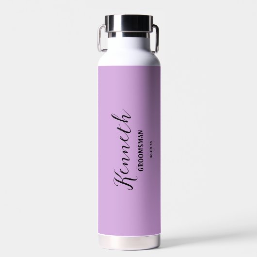 Individuelle Name Moderner Bachelor Lavender Lila Trinkflasche (Vorne)