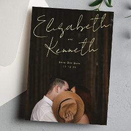 Individuelle Name Modernes Gold Foto Rette unser D Folieneinladung